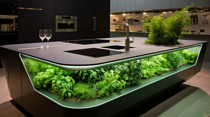 Smart kitchen countertops with built in herb gardens s