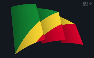 Waving Vector flag of Republic of the Congo. National flag waving symbol. Banner design element.

