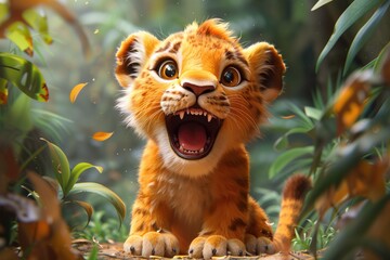 Cute Baby Cartoon Lion Generative AI
