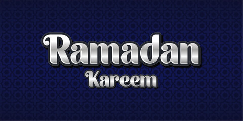 simple elegant typhography ramadan kareen banner template vector art with silver color text and purple background