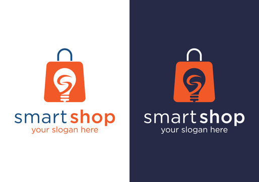 Smart shopping logo template design. smart shopping design logo, smart shopping bag design vector