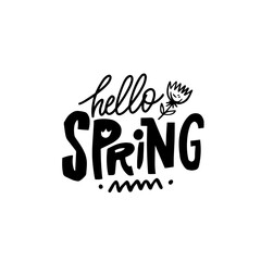 Hello Spring modern typography lettering phrase.
