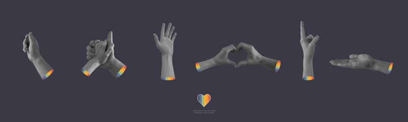 Set of hands. Modern design.