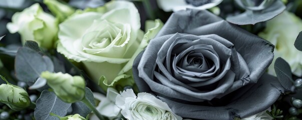 Subdued Elegance Funeral Bouquet in Shades of Grey and Black