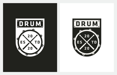 Drum Stick Snare Badge logo design inspiration