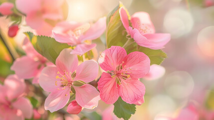 Detailed view of pink flowers blooming on a tree, showing their vibrant color and delicate petals