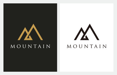 Modern Minimalist Mountain line art logo design inspiration