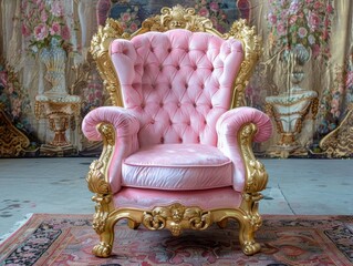 Gold and Pink Throne Chair