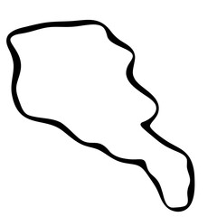 Armenia country simplified map. Black ink smooth outline contour on white background. Simple vector icon