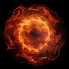Orange Fire Plasma Circle on Black Background