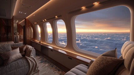 Billionaire in Private Jet Window View