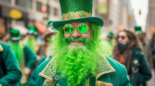 St. Patrick day holiday symbol. A party, a celebration. Parade in Green Hats. Celebration of St. Patrick. Good luck, attributes of the feast of St. Patrick