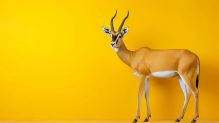 Foto op Canvas Giggling Gazelle Against Monochrome Wall © Muhammad