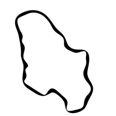 Obraz premium Serbia country simplified map. Black ink smooth outline contour on white background. Simple vector icon