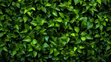 Foto op Plexiglas a green hedge with small plants on it, in the style of decorative backgrounds, high-angle, high resolution © Дмитрий Симаков