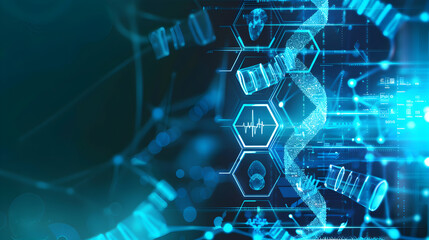 Medical blurred futuristic background, blue.