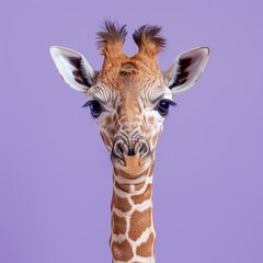 Baby Giraffe on Lavender Background
