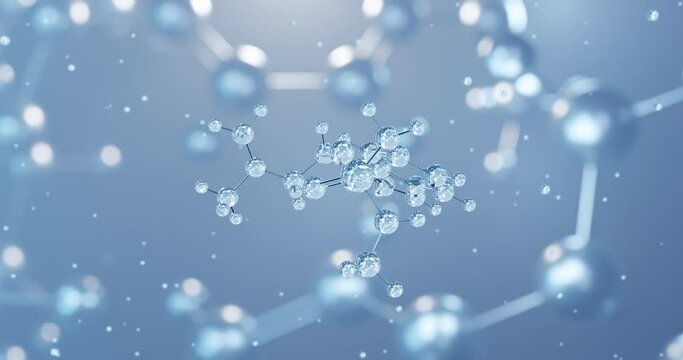 Sumatriptan, rotating 3D model of imitrex, seamless looped video, molecular structure with selective focus