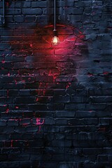 Dark brick wall with neon light Generative Ai  - 757820828