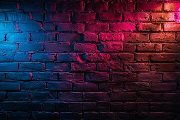 Dark brick wall with neon light Generative Ai  - obrazy, fototapety, plakaty