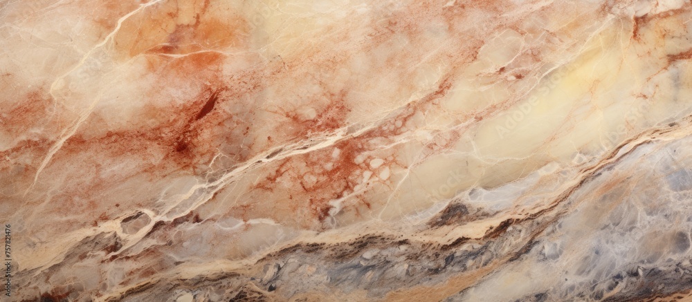 Poster a close up of a beige marble texture resembling natural material. the intricate patterns mimic a lan