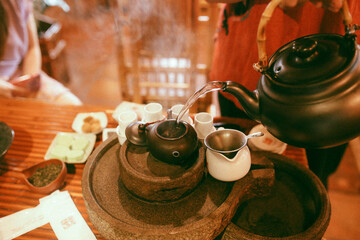 Tea ceremony in Amei Teahouse, Jiufen, Taiwan © Jun