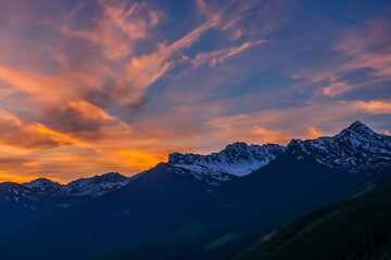 Sunset at mountain background