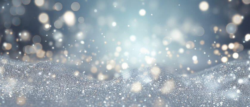 Sparkling silver particles with bokeh