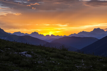 Fototapeta premium Sunset at mountain background
