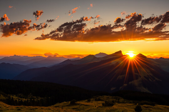 Sunset at mountain background