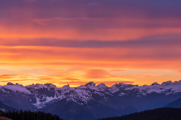 Sunset at mountain background