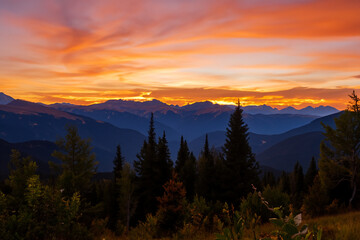 Sunset at mountain background