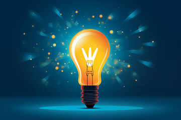 Illustration of a light bulb symbolizing great ideas and innovation against a serene blue horizontal background