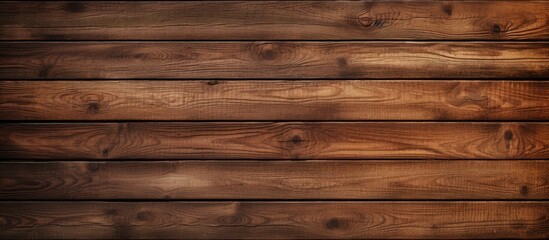 A close up of a brown hardwood plank flooring with a wood stain, creating a beautiful pattern of rectangles. The background is blurred to highlight the details of the wood - obrazy, fototapety, plakaty