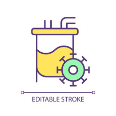 Microorganisms fermentation RGB color icon. Organic materials bioprocessing. Bioengineering technology, synthetic biology. Isolated vector illustration. Simple filled line drawing. Editable stroke