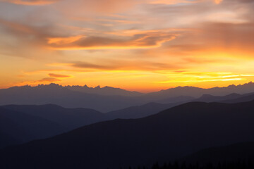 Fototapeta premium Sunset at mountain background