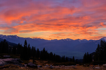 Sunset at mountain background