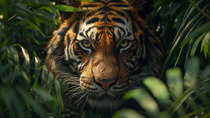 Witness the elegance of a prowling tiger in its natural habitat