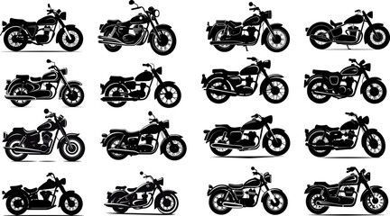 Motorcycle Bike Silhouette Bundle Set, motorcycle silhouette clip art, motorbike silhouette vector,