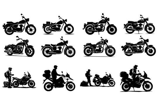 Motorcycle Bike Silhouette Bundle Set, motorcycle silhouette clip art, motorbike silhouette vector,