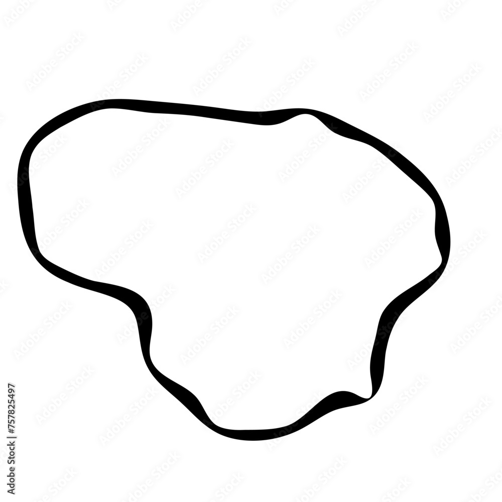 Poster lithuania country simplified map. black ink smooth outline contour on white background. simple vecto