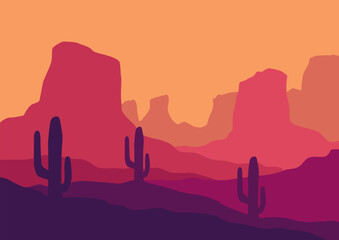 Wild American desert landscape vector, vector illustration for background design.