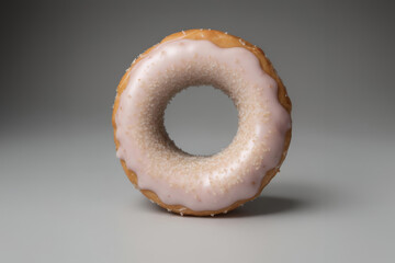 Glazed Doughnut Sprinkled with Sugar Chips on a Table