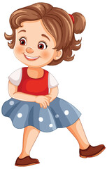 Cheerful young girl dancing in a cute outfit.