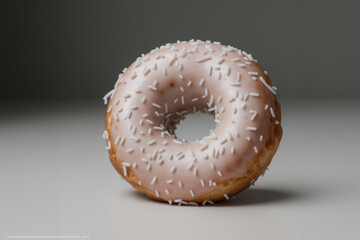 Glazed Doughnut Sprinkled with Sugar Chips on a Table