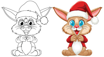 Cute rabbit cartoon character with Christmas theme.
