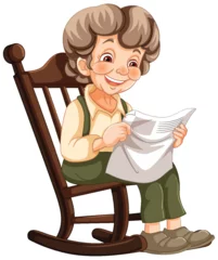 Poster Happy senior lady enjoying literature at home © GraphicsRF
