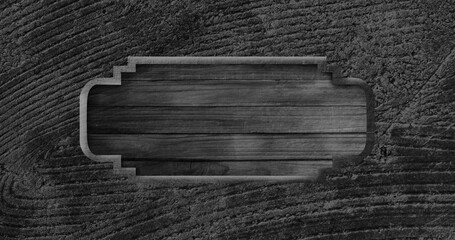 Image of wooden frame over changing wood grain pattern, black and white