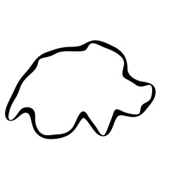 Switzerland country simplified map. Black ink smooth outline contour on white background. Simple vector icon