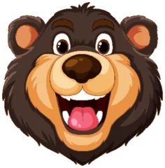 Gordijnen Vector graphic of a happy, smiling bear face © GraphicsRF